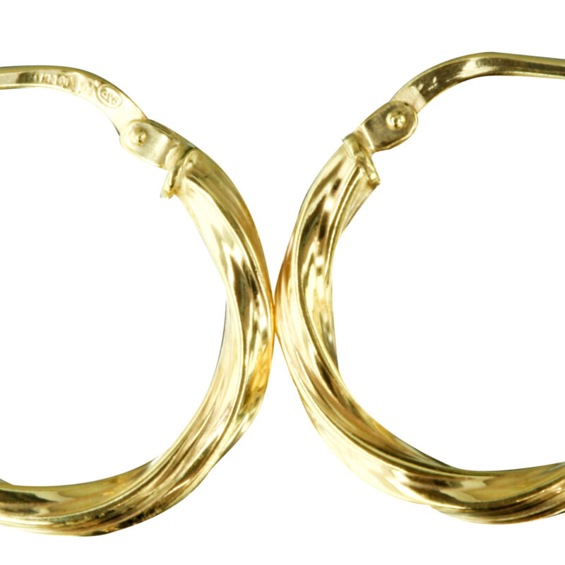 9ct Yellow Gold and Silver Bonded Twisted Hoop Earrings