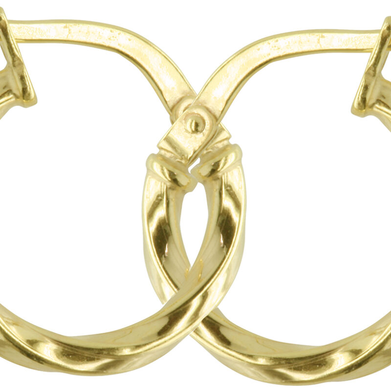9ct Yellow Gold and Silver Bonded Twisted Hoop Earrings