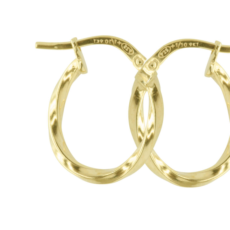9ct Yellow Gold and Silver Bonded Twisted Hoop Earring