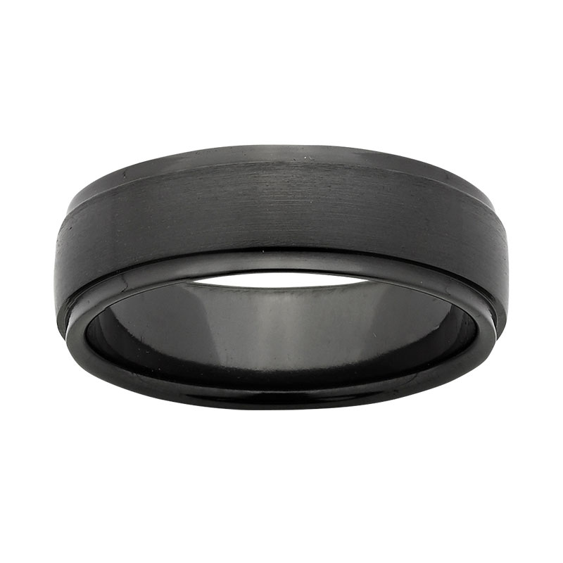 Black Zirconium Band with Sanded Top